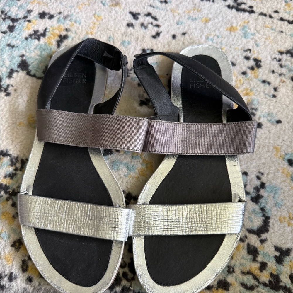Eileen Fisher Women's Black and Metallic Sandals